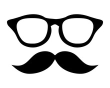 Classic Frame Glasses With Mustache