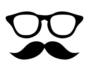 classic frame glasses with mustache