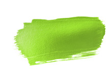 Green Paint Smear Stroke Stain On White Background