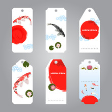 Vector Of Koi Japanese Style Label Tags