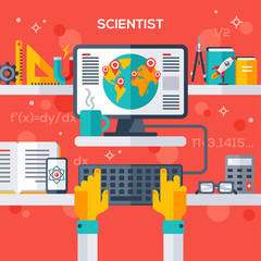 Wall Mural - concept of scientist workplace