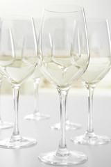 Sticker - Wineglasses on blurred interior background