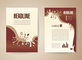 Wall Mural - flyer brochure design template coffee splash liquid drops