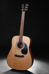 Poster - New acoustic guitar on dark background