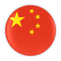 Wall Mural - Chinese Flag Button - Flag of China Badge 3D Illustration