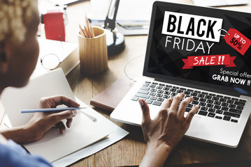 Poster - black friday discount half price promotion concept