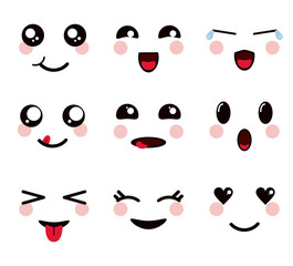 Poster - Kawaii icon. set of Cartoon expression design. Vector graphic