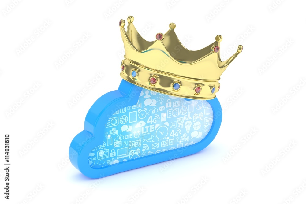 Stock-Illustration „Cloud with golden crown on white background. Model ...