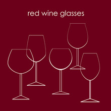 Types Of Red Wine Glasses Vector Illustration