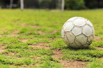 Old white soccer ball