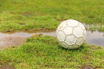 Old white soccer ball