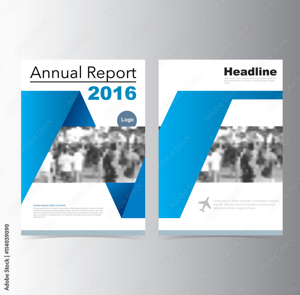 Blue annual report Brochure Flyer Leaflet template vector A4 size ...