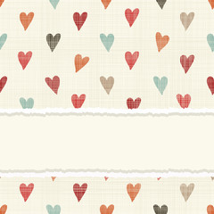 Fototapete - vintage card with colorful hearts on retro seamless background