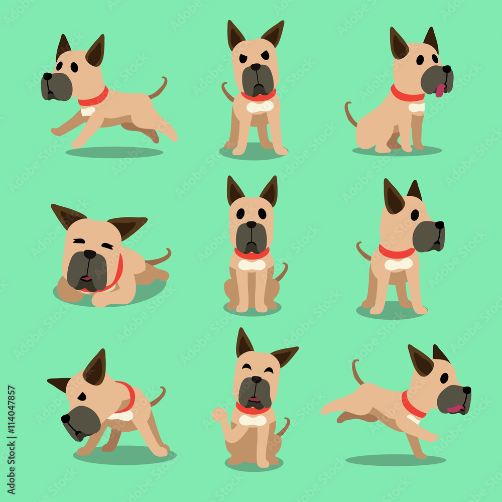 Cartoon character great dane dog poses - obrazy, fototapety, plakaty 