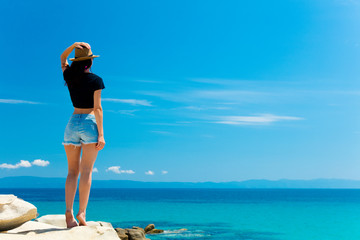 Wall Mural - young woman in Greece