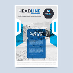 Wall Mural - Brochure cover presentation abstract flat background. Leaflet layout. Corporate document. Blue annual report design template vector.