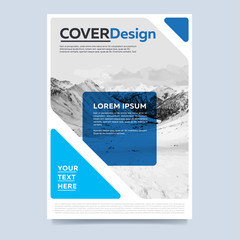 Wall Mural - Brochure cover presentation abstract flat background. Leaflet layout. Corporate document. Blue annual report design template vector.