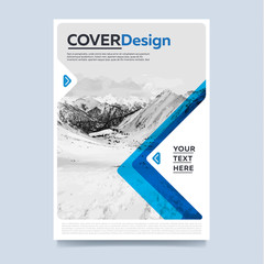 Wall Mural - Brochure cover presentation abstract flat background. Leaflet layout. Corporate document. Blue annual report design template vector.