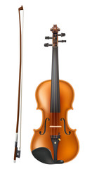 Wall Mural - violin and a bow realistic vector on white