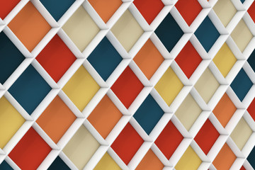 Poster - Empty Colorful Shelves. 3d Rendering