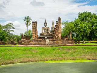 Mahathat Temple, an ancient temple in Sukhothai Historical Park, Sukhothai, Thailand. 