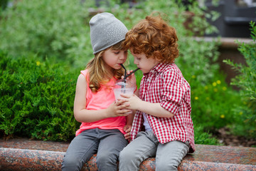 Wall Mural - photo of two cute hipsters