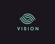 Eye logo symbol design. Creative camera media icon. Global vision logotype. Photo video control sign.