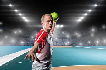 Canvas Print - Composite image of sportsman throwing a ball