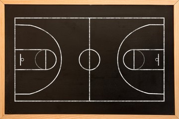 Wall Mural - Digital image of basketball field