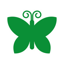 Green Butterfly  Isolated Icon Design
