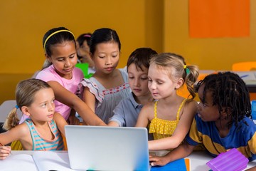 Wall Mural - Classmates using laptop