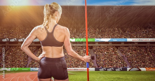 Obraz Dibond Złożony wizerunek atlety pozycja z oszczepem