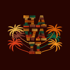 Hawaii typography poster. Concept in vintage style for print 