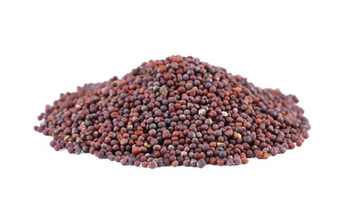 Wall Mural - Black mustard seeds isolated on white