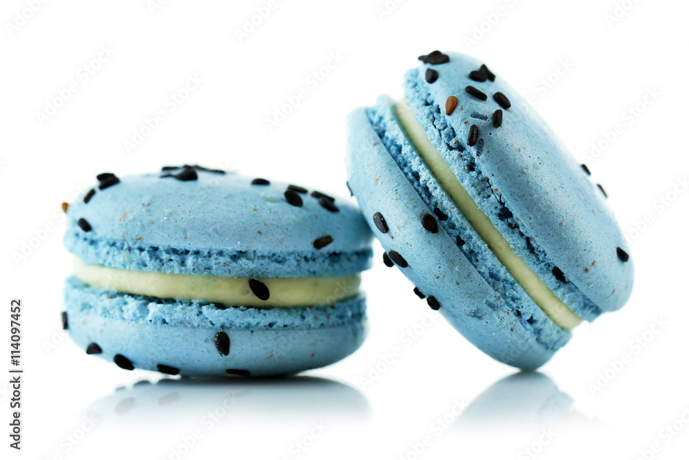 Tasty macaroons, isolated on white