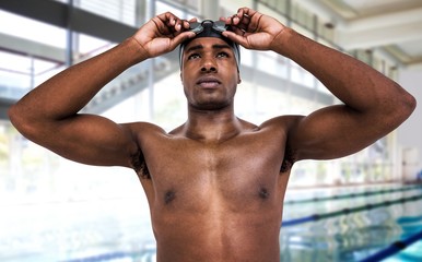 Sticker - Composite image of swimmer ready to dive