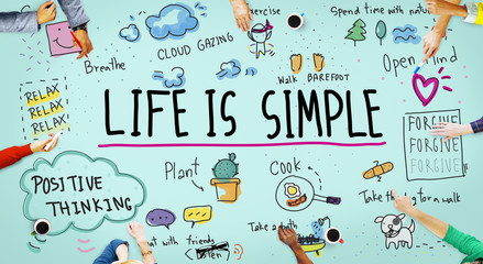 Wall Mural - positive thinking simple life graphic concept