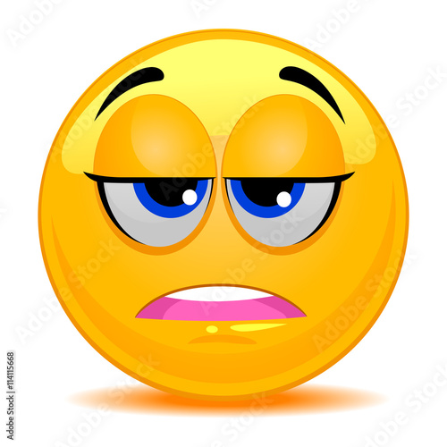 Vector Illustration of Smiley Emoticon Feeling Tired Stock Vector