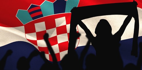 Sticker - Composite image of silhouettes of football supporters