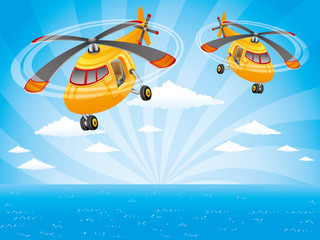 Wall Mural - Two helicopters.