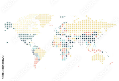 Dotted World map of square dots Fotobehang
