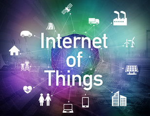 Aufkleber - various smart devices and mesh network, internet of things, wireless sensor network, abstract image visual