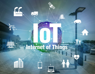 Aufkleber - various smart devices and mesh network, internet of things, wireless sensor network, abstract image visual