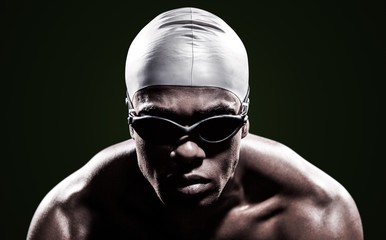 Wall Mural - Composite image of swimmer ready to dive