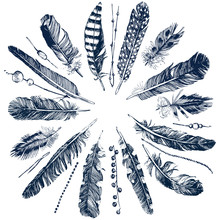 Tribal Theme Background With Feathers