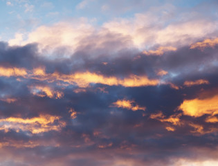 Canvas Print - sunset sky with clouds above the forest