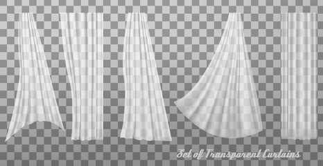 Collection of transparent curtains. Vector