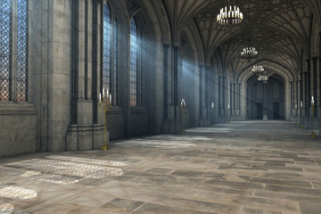 gorgeous view of gothic cathedral interior 3d cg illustration