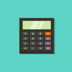 Wall Mural - black calculator vector icon with keyboard isolated on green background and shadow