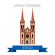 Lome Cathedral in Togo Flat historic web vector illustration